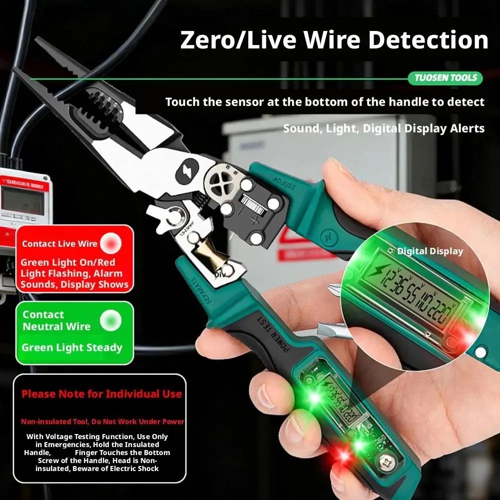 Automatic Wire Stripper Cutter - Multifunktionales Hochleistungs-Abisolierzangen-Set aus Legierungsstahl mit Spannungsprüfer,